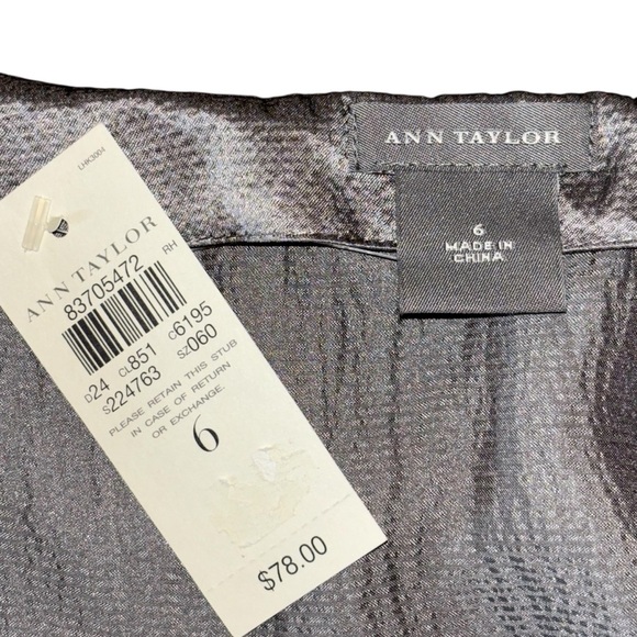 Ann Taylor | NWT | Silk Ruffle Scoop Blouse | Gray | Size 6 - Picture 7 of 9